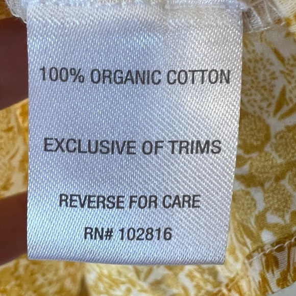Garnet Hill 16 Blouse Yellow Floral 100% Organic Cotton Button Up Cottagecore - Picture 4 of 13